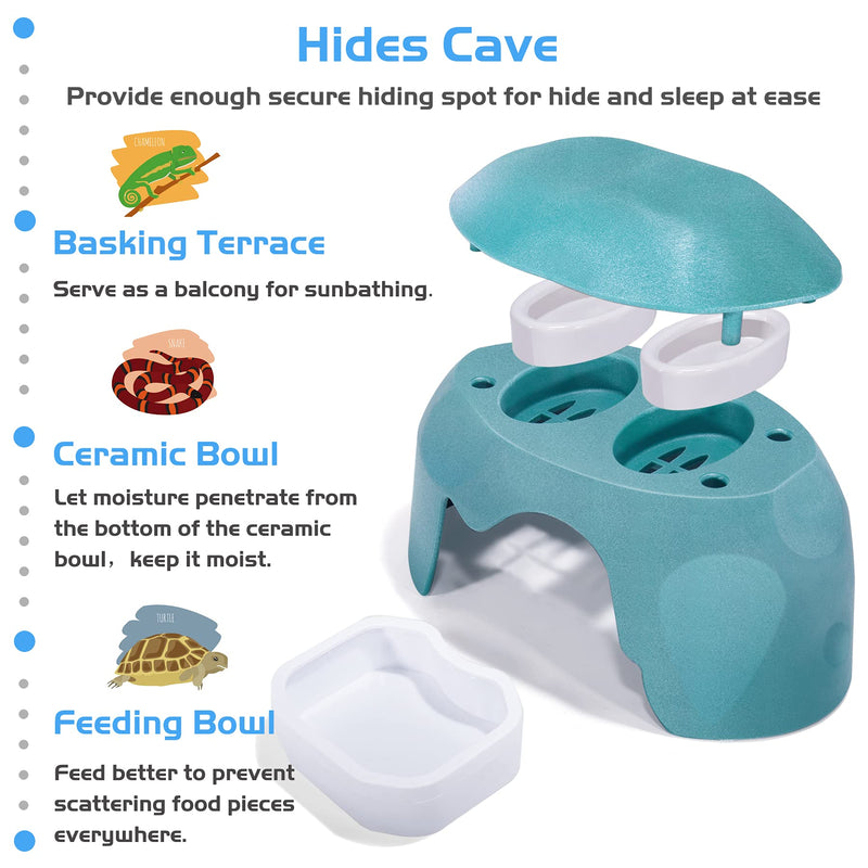 Fischuel Reptile Hides Humidification Cave Help Your Pets Shedding, A Damp Hideout with Natural Rock designto, Suitable for Bearded Dragons Lizards Leopard Gecko Spiders Turtles and Snakes Blue - PawsPlanet Australia