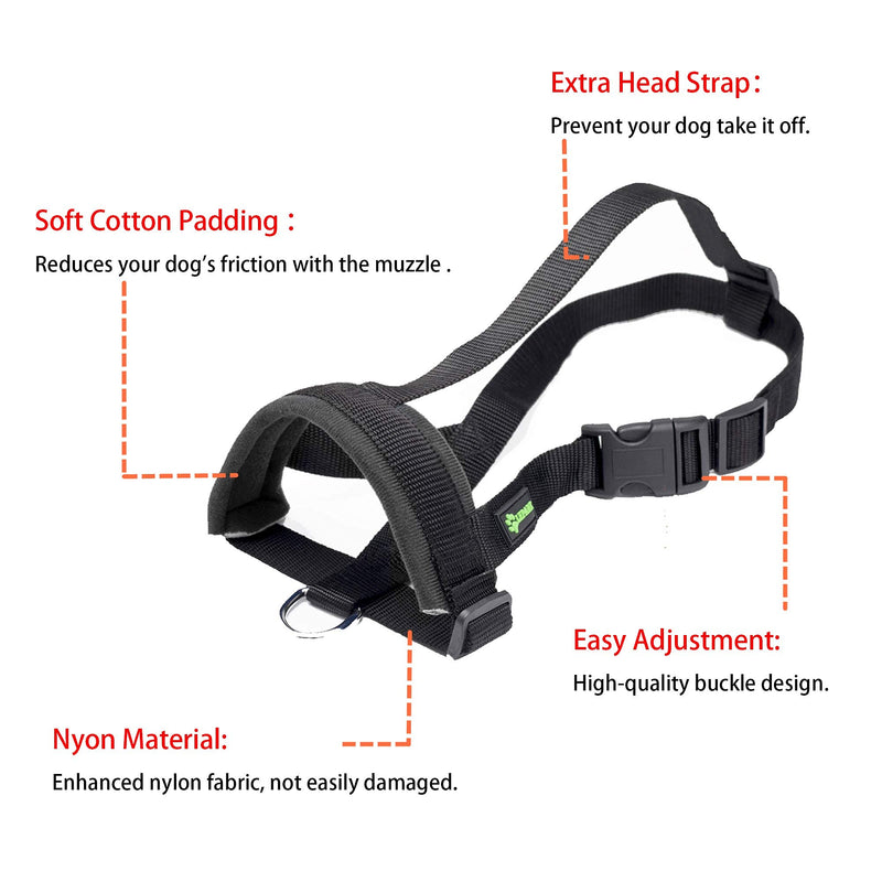 ILEPARK Soft Dog Muzzle Nylon Adjustable to Prevent from Biting, Barking and Chewing, Training Pets (L, Black) L - PawsPlanet Australia