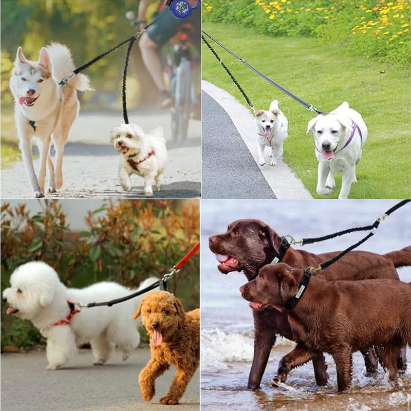 Exsbtay dog leash for 2 dogs, dog leash for large dogs, leash for 2 dogs, 360° rotating, splitter double leash for dogs for small, medium and large dogs, puppies, running training - PawsPlanet Australia
