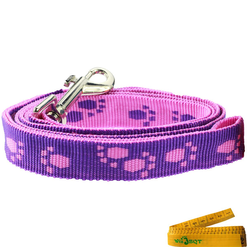 [Australia] - Wiz BBQT Pink and Purple Adjustable Breakaway Dog Cat Pet Harness and Leash Set with Footprint for Dogs Cats Pets in Spring Summer Autumn Medium 