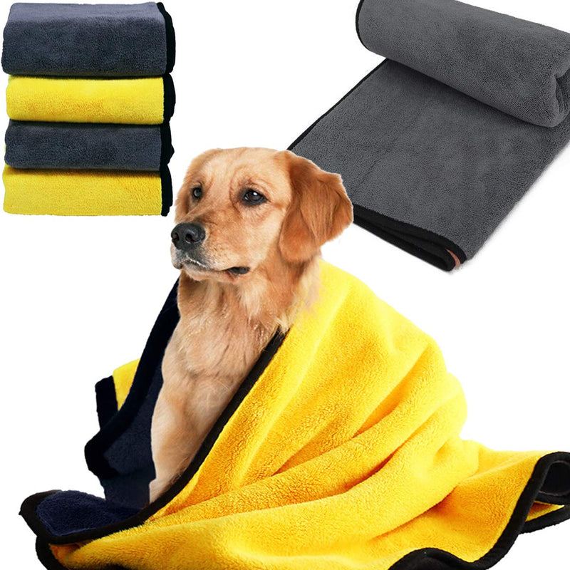 Fadaar Reflective Dog Raincoat 1pcs Hooded Dog Raincoat + 1pcs Super Absorbent Dog Towels 1pcs 00 * 50 cm for Dogs Puppys Cats Microfibre Dog Towels Yollow - PawsPlanet Australia