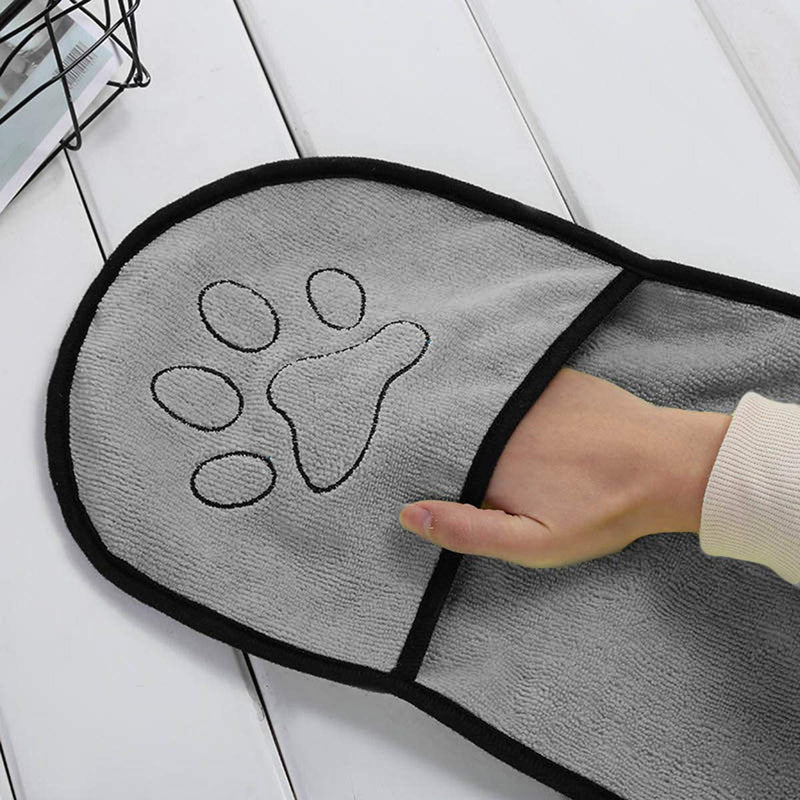 iFCOW Pet Bath Towel Ultra-absorbent Dog Cat Bath Towel Super Absorbent Quick Dry Pet Drying Towel with Pocket for Cats Dogs - PawsPlanet Australia