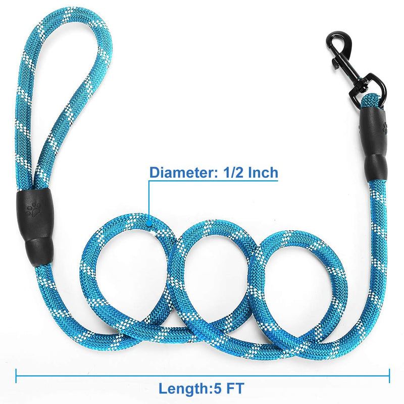 PetBro Dog Leash with Dog Waste Bag Dispenser Tangle-Free and High Reflective Threads Dog Training Leash for Walking and Training, Medium and Large Dogs Non-Loop(Blue) - PawsPlanet Australia