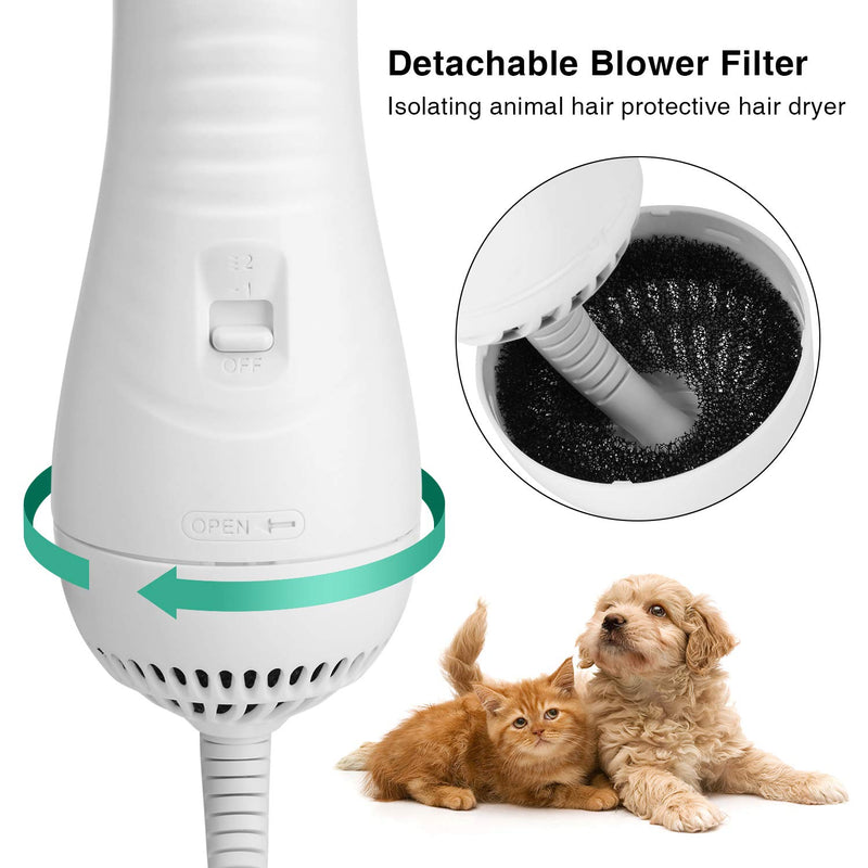 Ownpets 2 in 1 Pet Brush Hair Dryer, Portable &Quiet Pet Hair Comb Brush, 2 Gear Temperature with Ergonomic Handle, Fast-Drying Towel, Perfect Home Pet Care for Medium Small Dogs, Cats & animals - PawsPlanet Australia