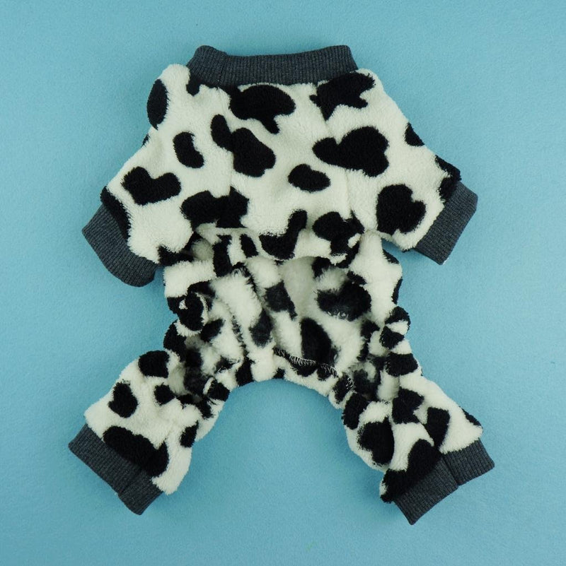 [Australia] - Fitwarm Adorable Milk Cows Pet Dog Clothes Comfy Velvet Winter Pajamas Coat Jumpsuit X-small (Chest12" Back8") 