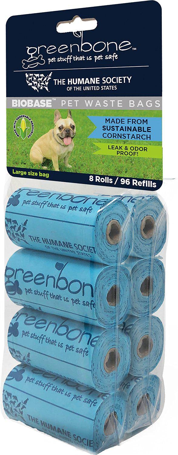 Greenbone BIOBASE Pet Waste Bags 13"x9" GREEN OR BLUE - PawsPlanet Australia