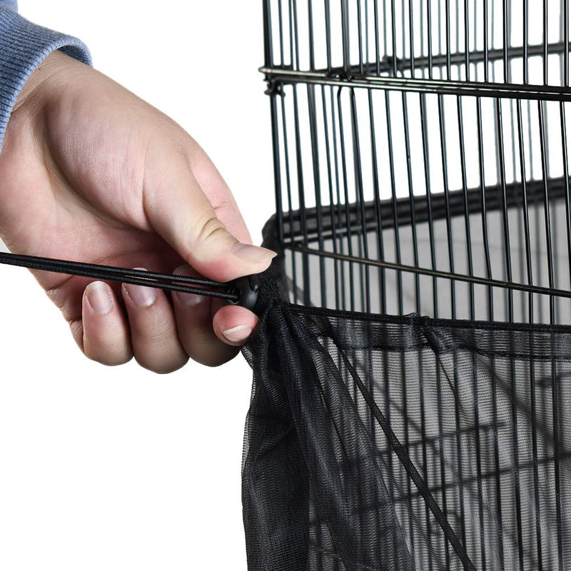 [Australia] - ASOCEA Bird Cage Seed Catcher Parrot Cage Mesh Skirt Universal Birdcage Cover Birdseed Nylon Net Guard Extra Large - Black&White (Not Include Birdcage) 