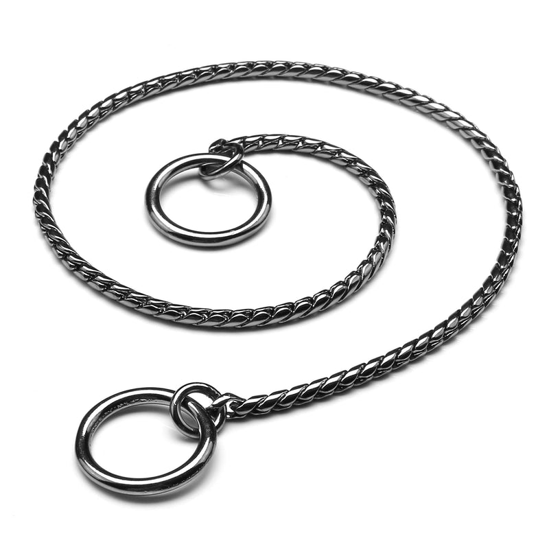Mogoko Stainless Steel Dog Choke Chain Collar, Puppy Metal Snake Chain Pet Show Slip Collar Choker for Training Walking 3.0mm x 16.0 inch Black - PawsPlanet Australia
