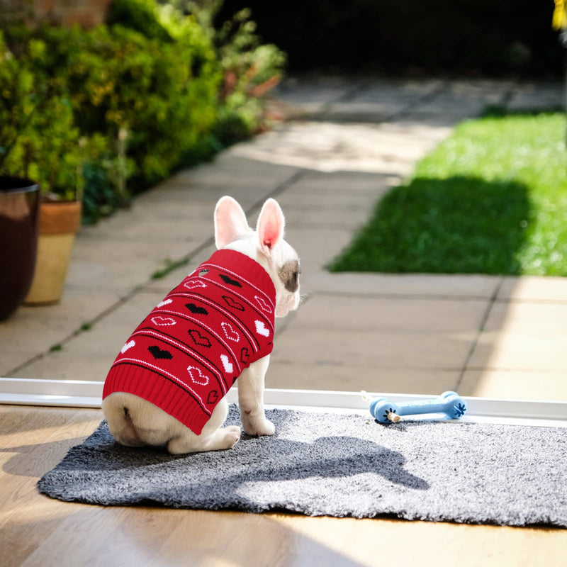 Queenmore Valentine Dog Sweater,Small Dog Sweater for Tiny Dogs,Teacups,frenchies,Chihuahuas,Yorkies,Turtleneck Girl Dogs Red Knit Sweaters Red,S Small - PawsPlanet Australia