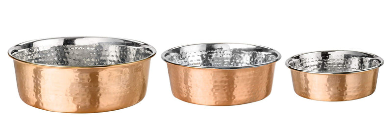 Neater Pet Brands Hammered Copper Finish Pet Bowls - Deluxe Luxury Style Dog and Cat Dish (Small, Copper) Small - PawsPlanet Australia