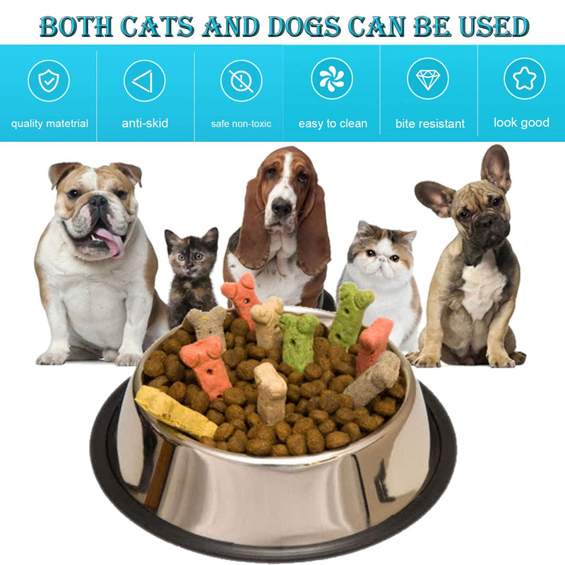 PINVNBY Stainless Steel Cat Bowls Pet Feeding Water Food Bowl Multi-purpose Anti-slip Feeder for Kitten Puppy Dog 4 PCS - PawsPlanet Australia