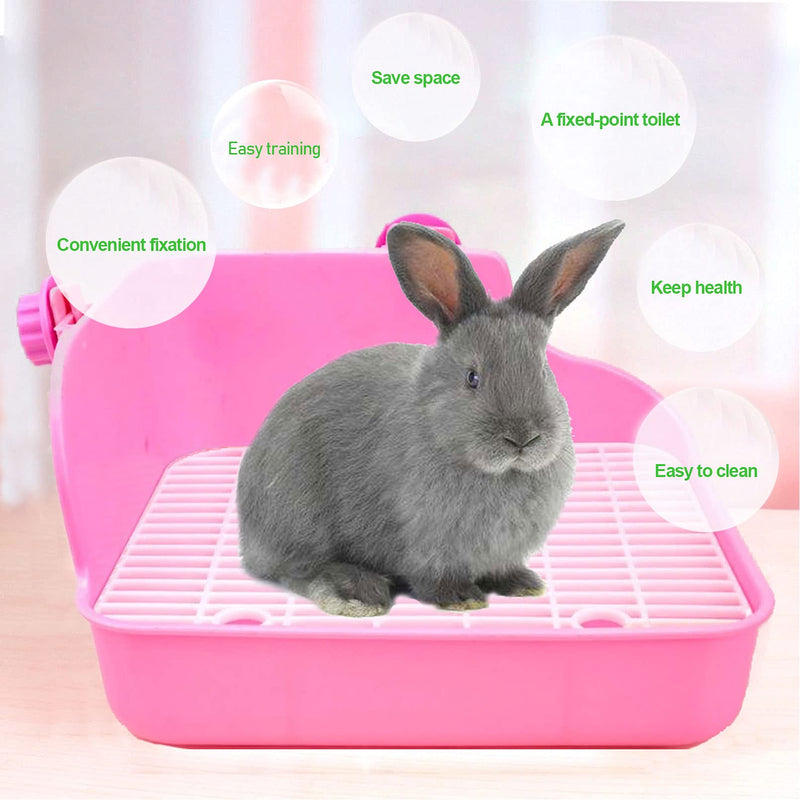 kathson Rabbit Litter Box, Bunny Corner Litter Pan, Pet Toilet Potty Trainer Bedding Box Pet Bowls Detachable Hanging Pet Cage Bowl for Rabbit Bunny Guinea Pig Ferrets Chinchilla - PawsPlanet Australia