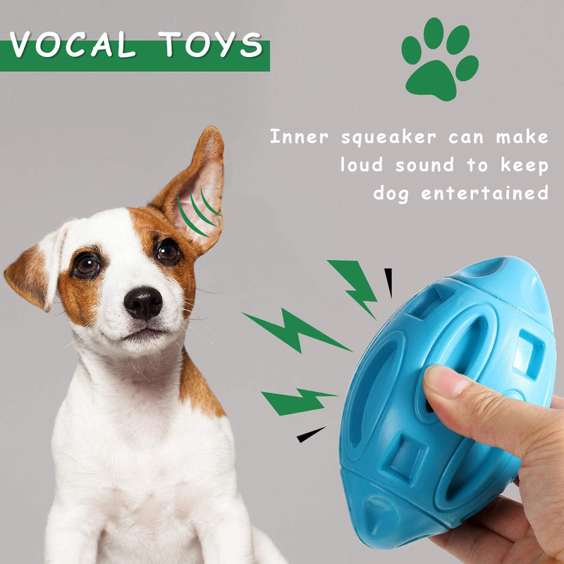 [Australia] - Weewooday 2 Pieces Squeaky Dog Toys for Aggressive Chewers Large Breed Teeth Cleaning Durable Rubber Ball Food Treat Dispensing Toy Dental Oral Care for Small Medium Large Dogs Light Blue, Black 