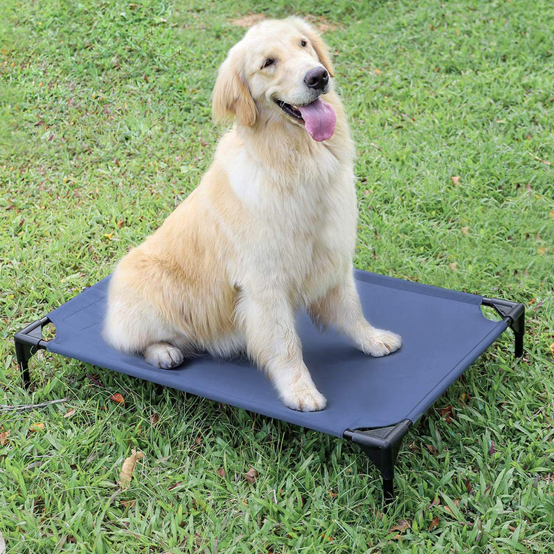 DORA BRIDAL Elevated Dog Bed, Portable Raised Pet Cot with Small Storage Bag, Foldable Pet Sleeping Sofa, Waterproof Breathable Cat Mat for Outdoor/Indoor, Easy to Install Blue - PawsPlanet Australia