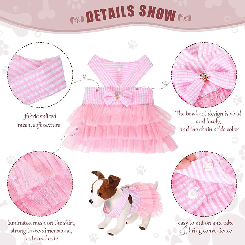 2 Pieces Dog Dresses Pet Princess Dresses Petite Vest Doggie Bowknot Dresses Adorable Tutu Dog Dresses for Pet Puppy Dogs and Cats (S Size) S Size - PawsPlanet Australia