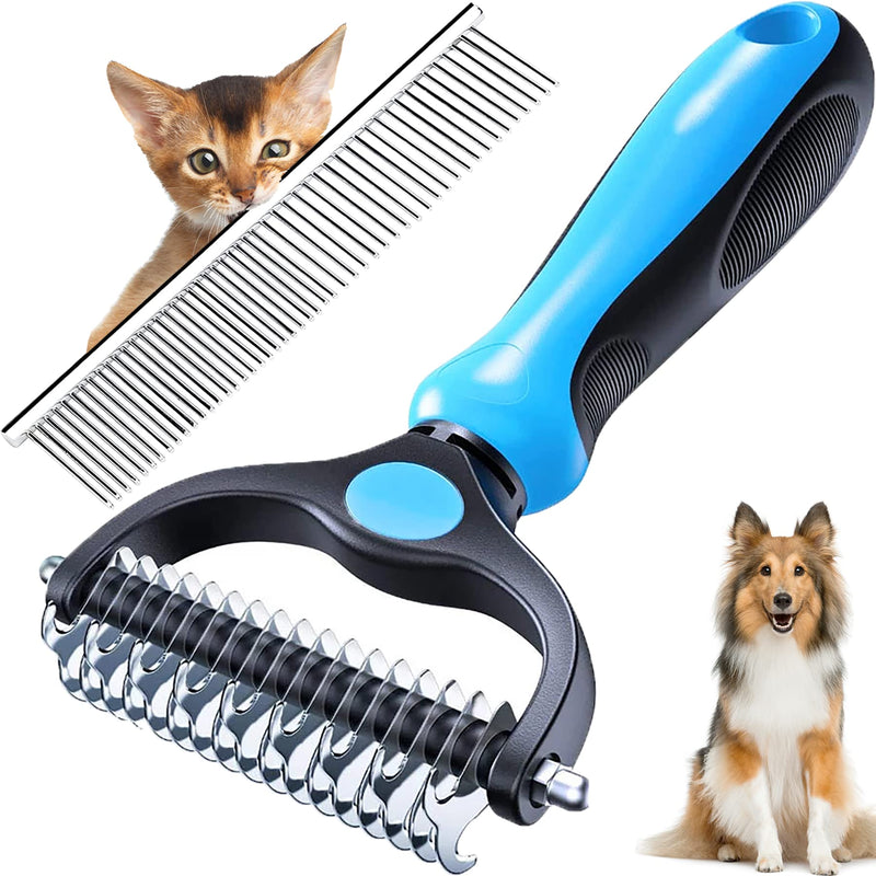 BELSVOR dog brush, cat brush, dog brush 17+9 teeth, dog brush for dogs and cats, dog brush for long hair for opening knots/undercoat, undercoat brush for dogs with comb - PawsPlanet Australia