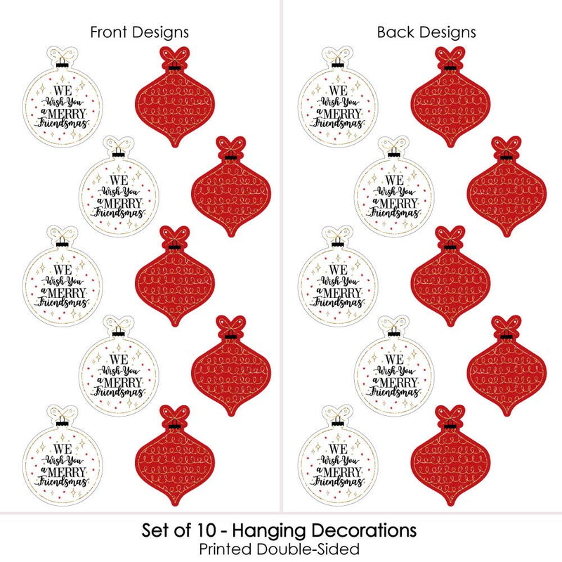 Big Dot of Happiness Hanging Red and Gold Friendsmas - Outdoor Friends Christmas Party Hanging Porch and Tree Yard Decorations - 10 Pieces - PawsPlanet Australia