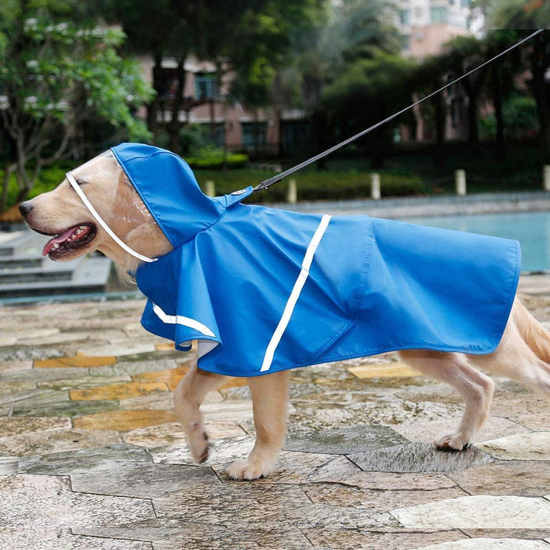 Reflective Dog Raincoat with Hood & Harness Hole for Small Medium Large Dog Puppy, Waterproof Hoodie Rain Jacket Poncho Clothes with Storage Bag,Magic Tape Closure Adjustable, Easy to Use X-Small Blue - PawsPlanet Australia