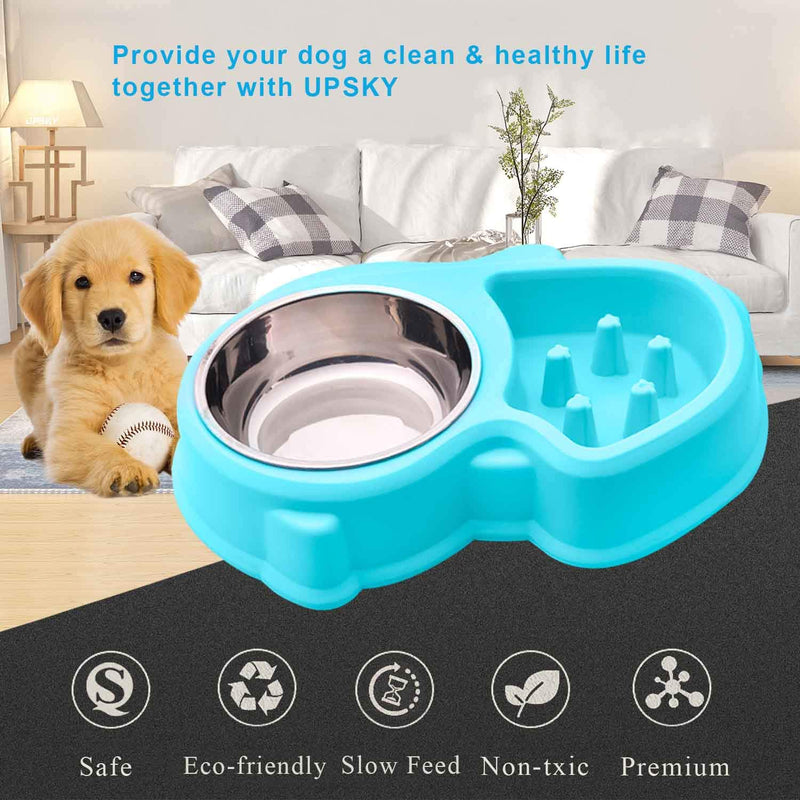 [Australia] - UPSKY Slow Feeder Dog Bowl Fun Feeder No Chocking Slow Feeder Bloat Stop Dog Cat Food Water Bowl Blue 