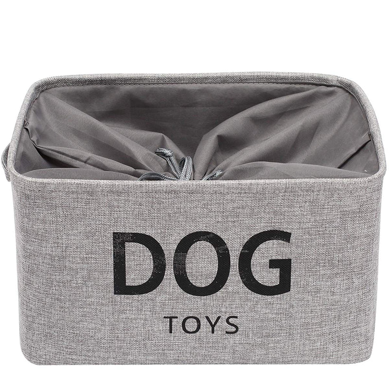 Morezi Canvas Dog Toy Box Puppy Toy Basket Bin with Handles and Drawstring Closure - Perfect for Organizing Pet Toys, Blankets, Leashes, Towel, Coats, Diaper, Pet Pee Mat - Grey - PawsPlanet Australia