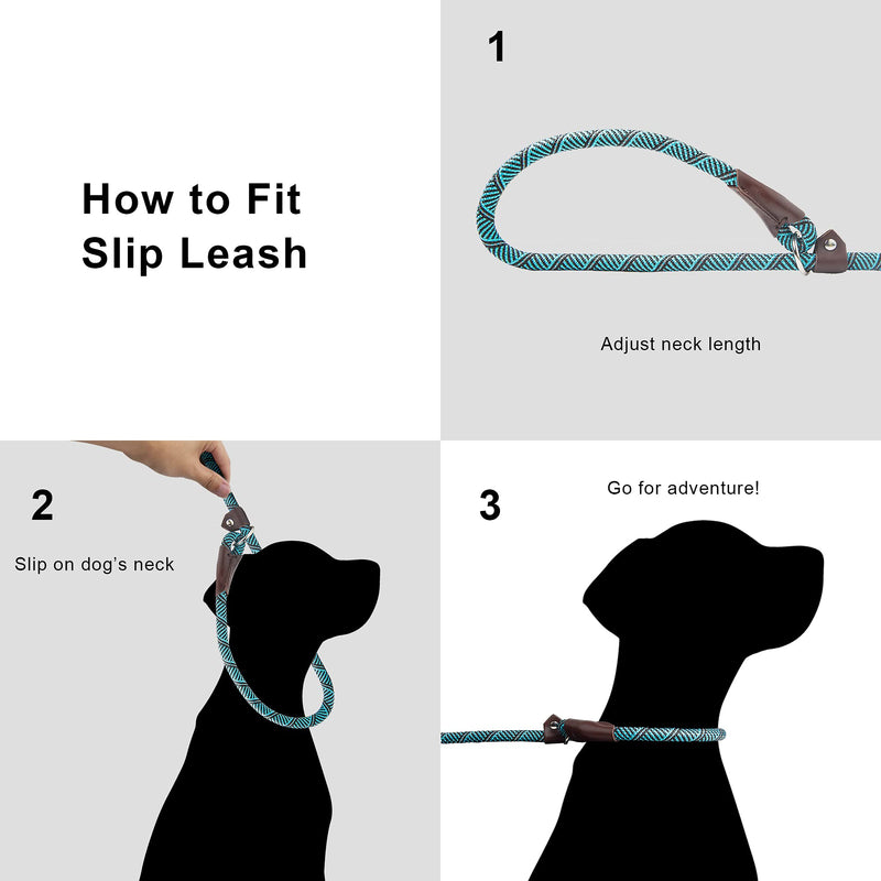 TwoEar Slip Lead Dog Leash, 1/2'' x 6FT Dog Training Leash, Durable Slip Rope Leash, Heavy Duty Strong Highly Reflective Mountain Climbing Rope Lead for Small Medium and Large Dogs Pets(Blue) Blue - PawsPlanet Australia