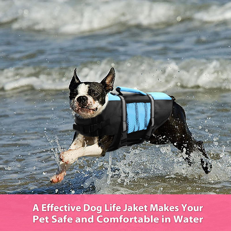 Queenmore Dog Life Jacket Lifesaver Preserver High Buoyancy with Emergency Grab Handle for Small & Medium Dogs Blue, X-Small - PawsPlanet Australia