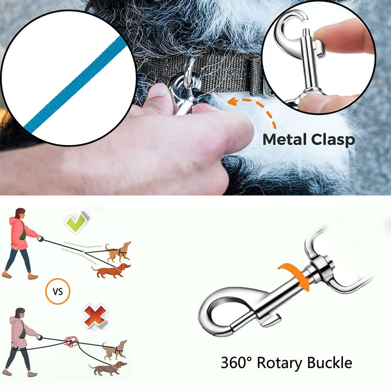 Dog Lead Double Lead for 2 Dogs, Dog Lead Double Lead for Small Dogs, Pet Trainer Lead No Tangle Double Dog Double Splitter Lead Walking Trainer Lead for Two Dogs (Blue) - PawsPlanet Australia
