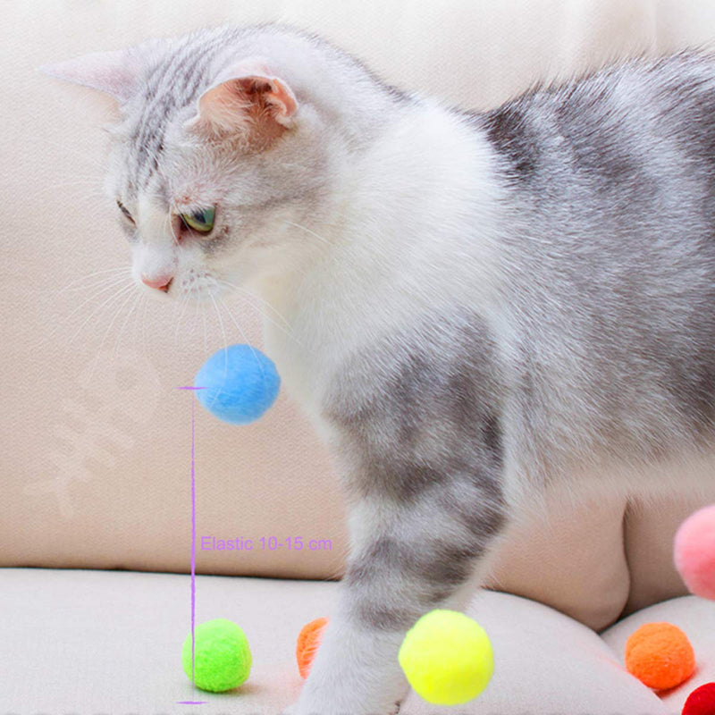 NATUCE 30PCS Cats Toys Balls 3CM, Cat Elastic Ball, Pompoms Ball, Colorful Kitten Toy, Pet Toy, Plush Scratching Balls, Pet Chew Toys Ball, Toy Interactive for Cat, Pet Supplies for Kittens Dog - PawsPlanet Australia