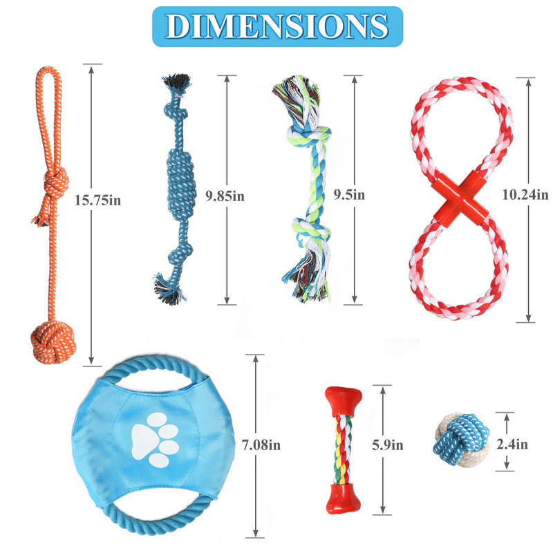 VECELA Puppy Rope Dog Toy ,7PCS Dog Rope Toy Set Dog Chew Toys Knotted Rope Dog Toy Teething Training Ball Rope and Chew Toys for Small and Medium Dog 7-teiliges Set-A - PawsPlanet Australia