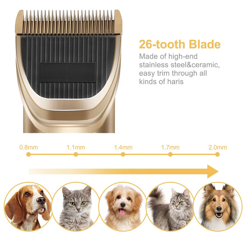 CLEEBOURG Dog Clippers Grooming Kit, Professional Electric Pet Clipper Low Noise Rechargeable Cordless Pet Hair Trimmer for Dogs Cats - PawsPlanet Australia