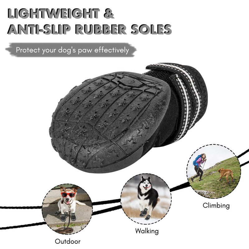 Hengu Dog Paw Protective Boots, Anti-Slip Pet Dog Shoes with Nylon Adhesive Buckle Strap Design for Pet Climbing, Long Time Walking or Winter Walking M Black - PawsPlanet Australia
