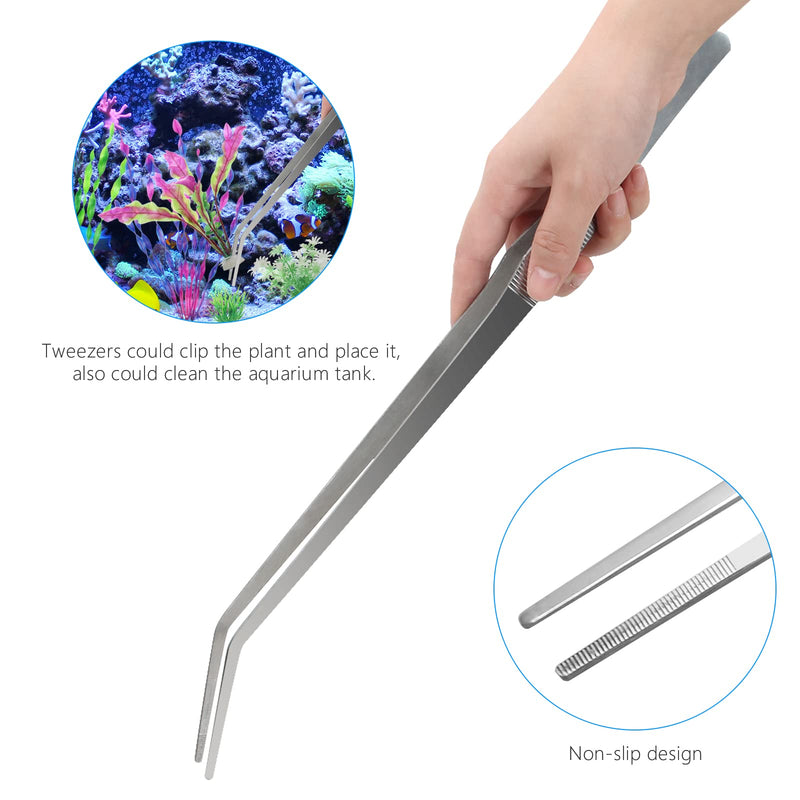 Liveek Aquarium Aquascape Tools Kit 15 inch, 4 in 1 Anti-Rust Aquatic Plant Aquascaping Tool Stainless Steel Silver Tweezers Scissors Spatula for Aquarium Tank Clean Fish Tank Aquascape Tool Set 15in Black - PawsPlanet Australia