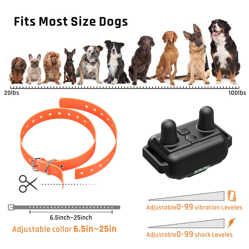 [Australia] - iSPECLE Dog Training Collar, Waterproof Rechargeable 2600ft Remote Dog Shock Collar with LED Light, Beep, Vibration, Shock for Medium/Large Breed 2 Electronic Collars, Neck Lanyard 