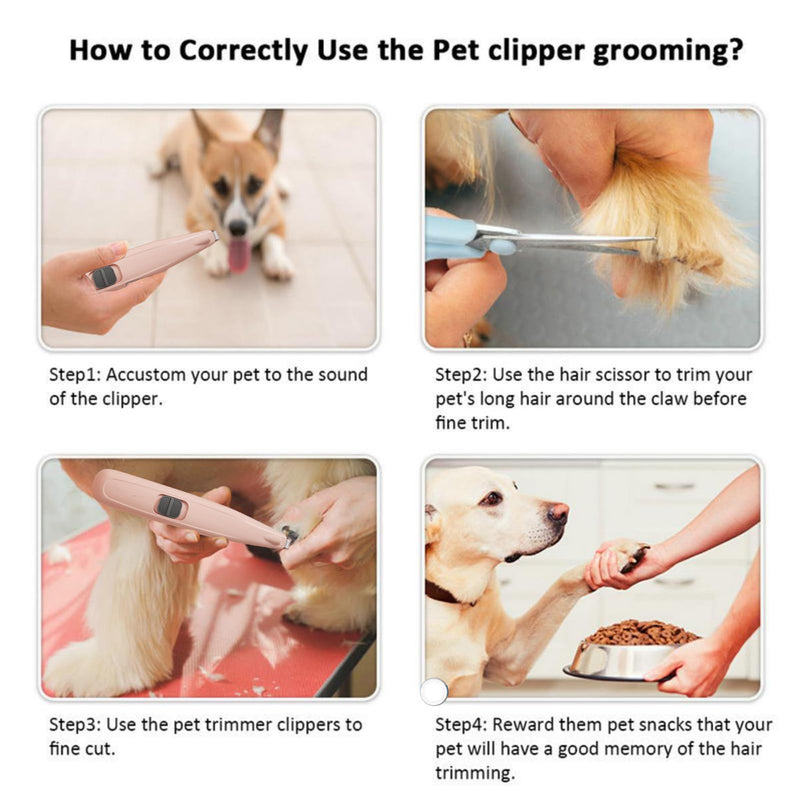 Dog Paw Trimmer, Pet Foot Hair Trimmer, USB Rechargeable Dog Clipper, 40 dB Low Noise Dog Cat Electric Hair Trimmer with LED, for Paws, Eyes, Ears, Face, - PawsPlanet Australia