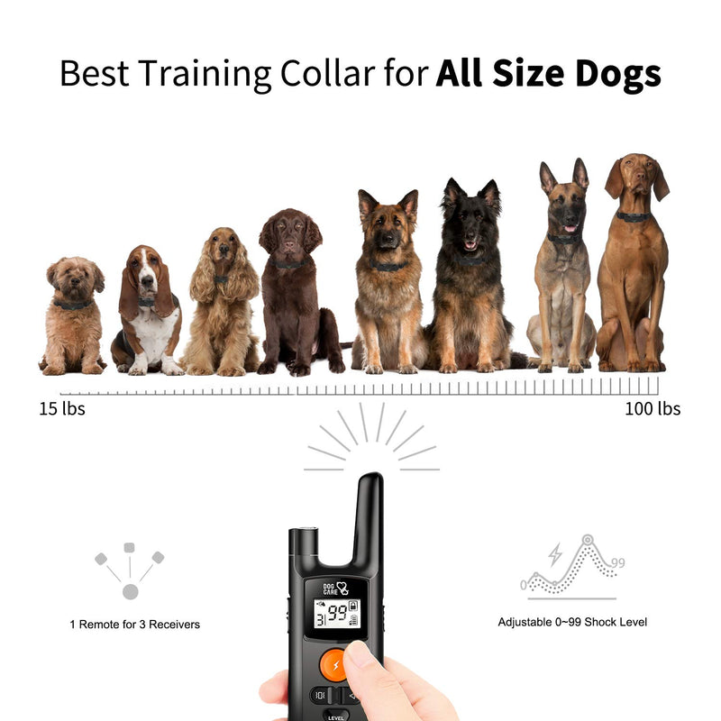 [Australia] - Dog Training Collar - Rechargeable Dog Shock Collar w/3 Training Modes, Beep, Vibration and Shock, IP65 Waterproof Training Collar, Up to 1000Ft Remote Range, 0~99 Shock Levels Dog Training Set 