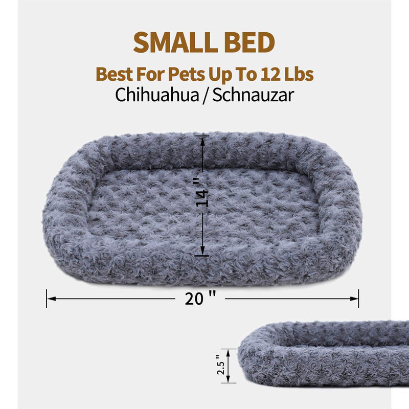 KEMULUS Large Medium Small 35"/28"/20" Plush Bolster Dog Crate Bed Self Warming Fleece Dog Crate Mat Sleeping Kennel Pads Anti Slip Washable Pet Pillow Bed for Dogs 20" x 14" - PawsPlanet Australia