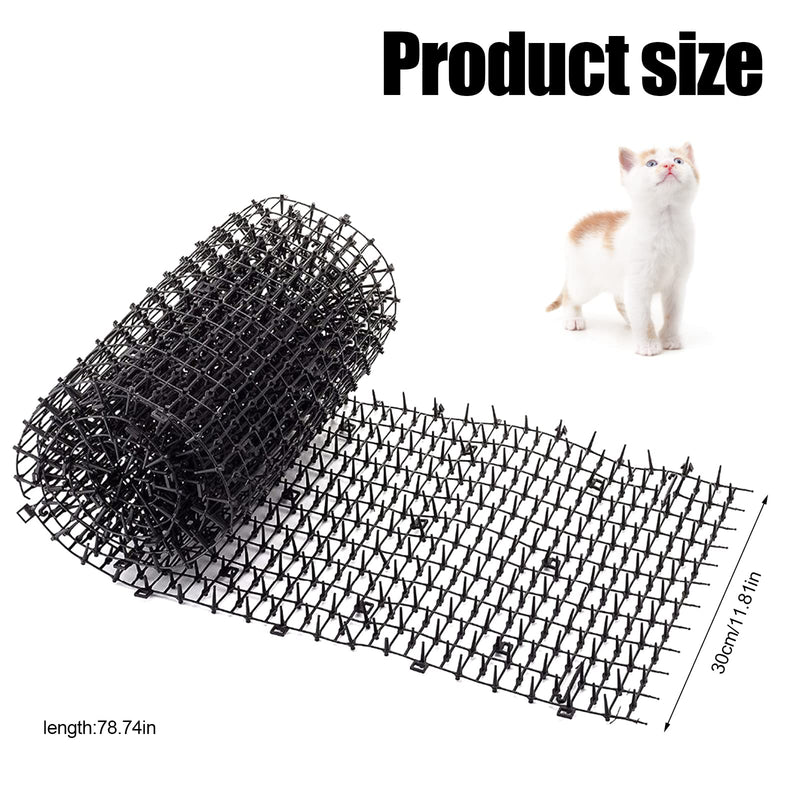 Transparent cat repellent mat, 30 * 200cm mat with spikes for peaceful defense against cats and other animals, thorn grid animal barrier, cat mat for garden, fence, anti-cats network (black) black - PawsPlanet Australia