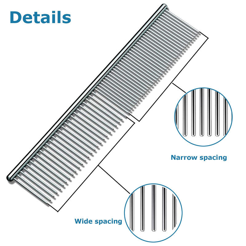 Stainless Steel Pet Comb,Metal Pet Comb,Pet Grooming Comb,Rounded Teeth Dog Comb,Fur Detangling Tool for Pets,Suitable for large, medium and small dogs and cats, short-haired/long-haired tangles - PawsPlanet Australia