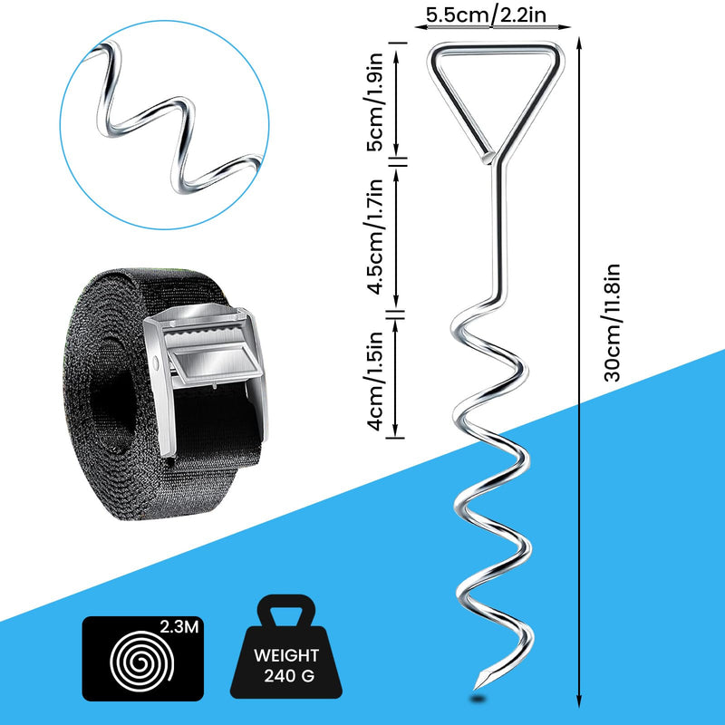 badaren mooring peg for dogs, mooring peg with 2.3m tie-out lines, dog ground anchor, mooring spiral peg with dog leash, stainless steel ground anchor for yard and camping for small to medium dogs - PawsPlanet Australia