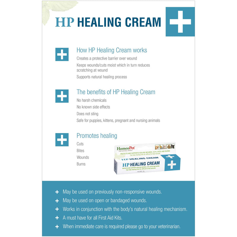 HomeoPet HP HEALING CREAM - 100% Natural Pet Medicine. Topical ointment for wounds, cuts, bites, burns, skin irritations, surface tissue damage. Animals of all ages. Patented formula 1 white - PawsPlanet Australia