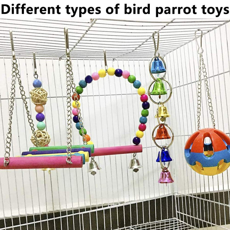 5pcs Bird Parrot Toy, BESTZY Bird Cage Toys Swing Toy Pet Bird Cage Hanging Bell Wooden Hanging Perch Toy Hammock for Small Parrots, Love Birds, Small Parakeets Cockatiels, Macaws - PawsPlanet Australia