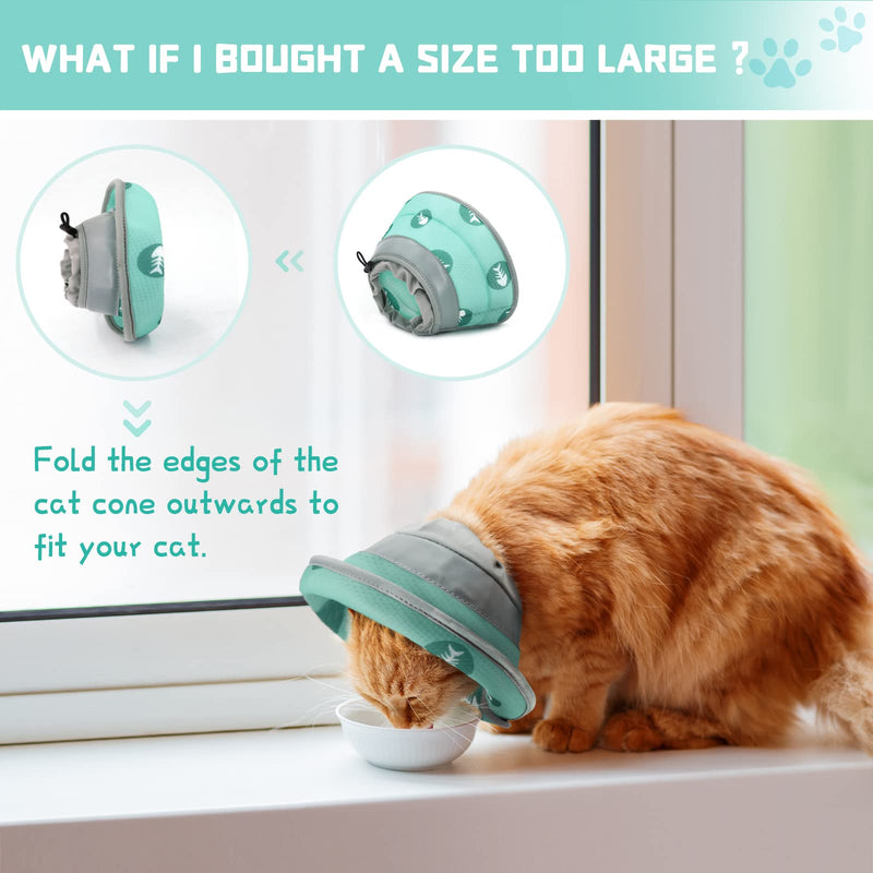 Supet Cat Cone Collar Soft Cat Recovery Collar for Small Large Cats Adjustable Elizabethan Collar for Cats Kittens Green S (neck: 5.5-9") - PawsPlanet Australia