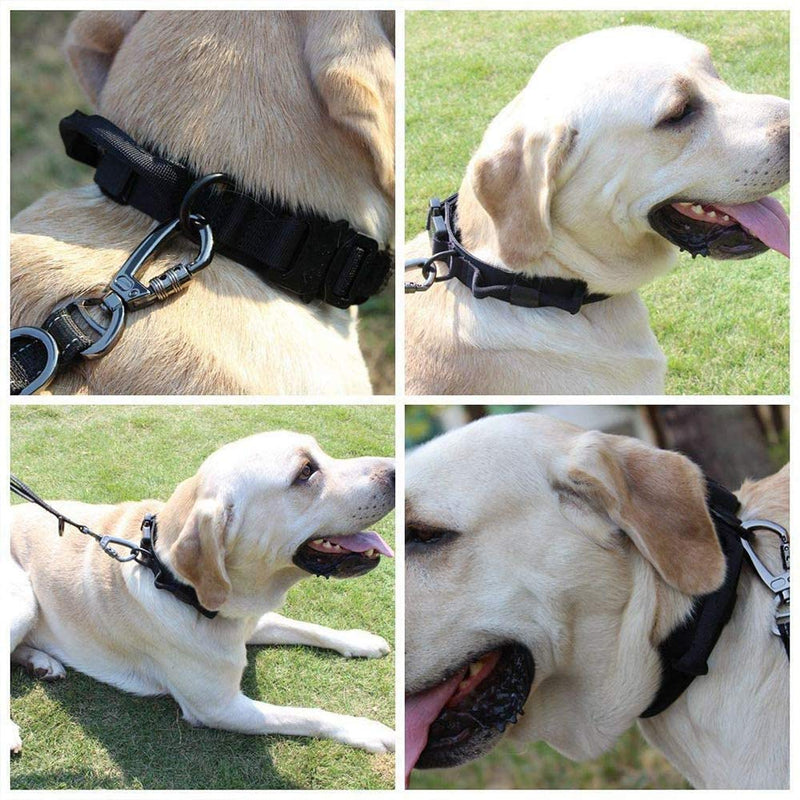 Tactical Dog Collar Military Dog Collar Adjustable Nylon Dog Collar Heavy Duty Metal Buckle with Handle for Dog Training ( Black ,M ) Medium - PawsPlanet Australia