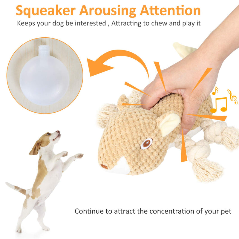 Cgyqsyk Dog Plush Toys, Interactive Squeaky Stuffed Dog Toys, Squirrel Shape Dog Chew Toy with Crinkle Paper Cute Durable Small & Medium Dogs Toys for Puppies Teething Reduce Boredom - PawsPlanet Australia