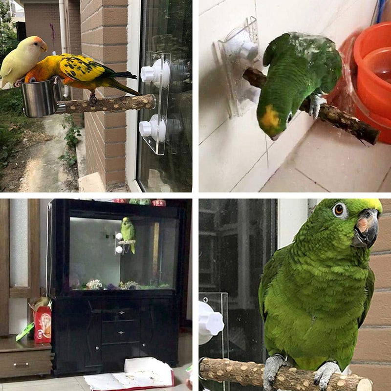 Keersi Bird Wood Shower Perch with Suction Cup Window Wall Outdoor Travel Stand for Parrot Parakeet Cockatiel Conure African Greys Amazon Cockatoo Budgie Lovebirds Finch Canary Bath Toy 20cm - PawsPlanet Australia