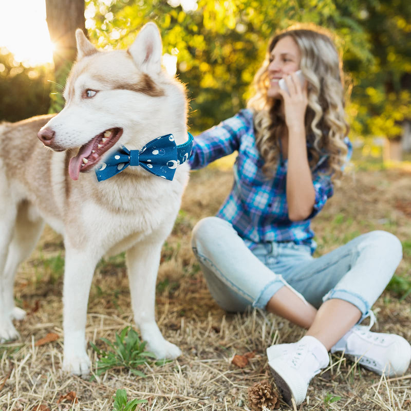 Dog Collar with Bow, Boy Girl Dog Bow Tie Collar for Puppy Small Medium Large Dogs, Soft & Comfortable Blue Elephant Collars, Cute Adjustable Bow Tie Collar for Dogs Cats XS - PawsPlanet Australia