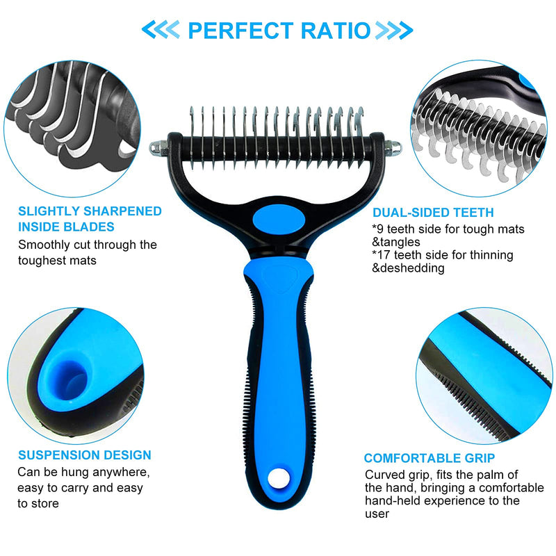 JJW Undercoat Brush Premium Dog Brush & Cat Brush Undercoat Brush for Dogs & Cats, de-matting curry comb for dogs and cats with medium to long hair. (Pet Comb) Pet Comb - PawsPlanet Australia