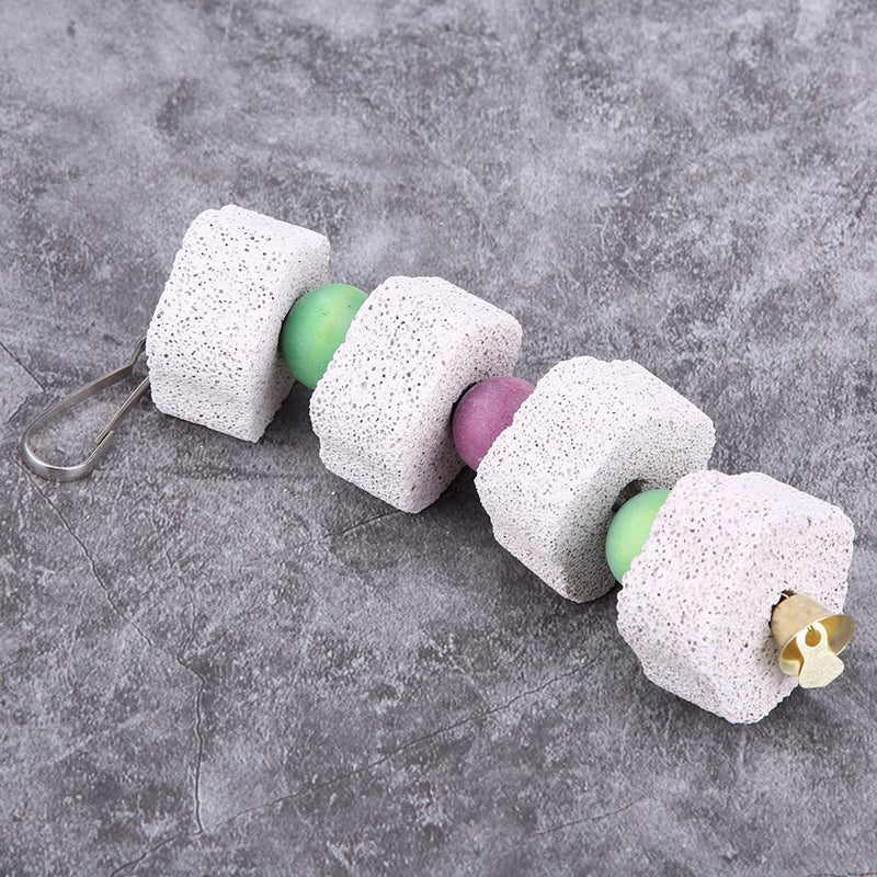 Parrot Chew Toy, Colorful Wooden Beads Mineral Stone Grinding Teeth Swing Toy with Brass Bell for Parakeet Cockatiel Conure Lovebirds Finch Canary - PawsPlanet Australia