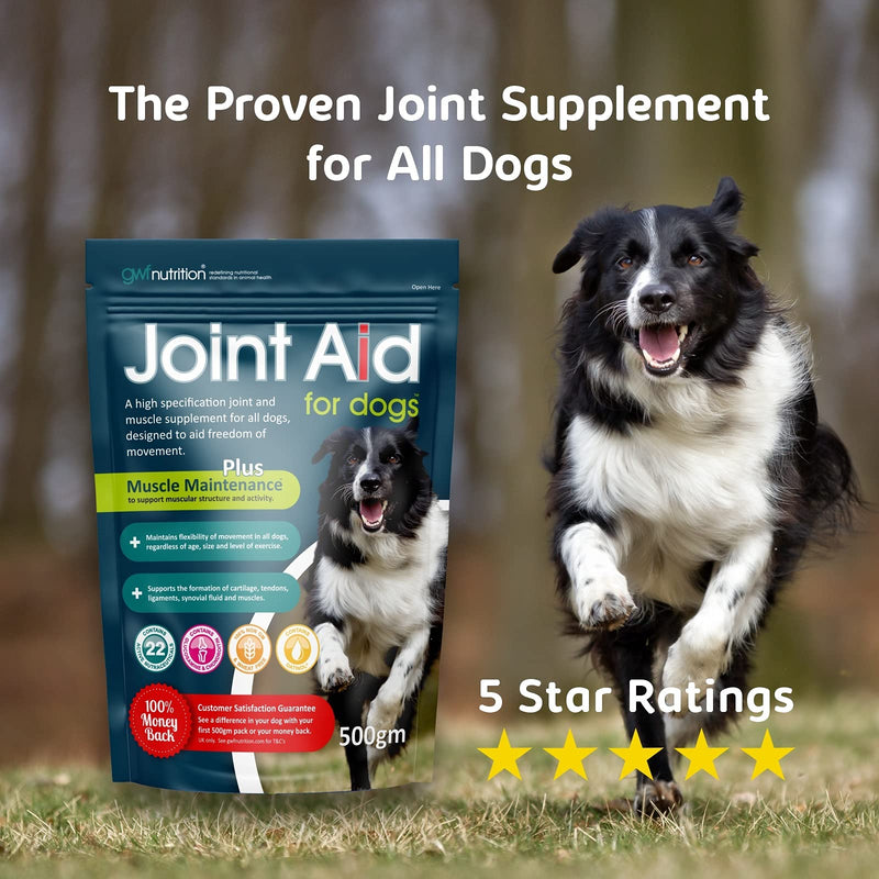 GWF Nutrition Joint Aid for Dogs Hip & Joint Supplement for Dogs to Support Active and Ageing Joints and Muscles All Ages and Breeds 500 g Pouch 500 g (Pack of 1) - PawsPlanet Australia