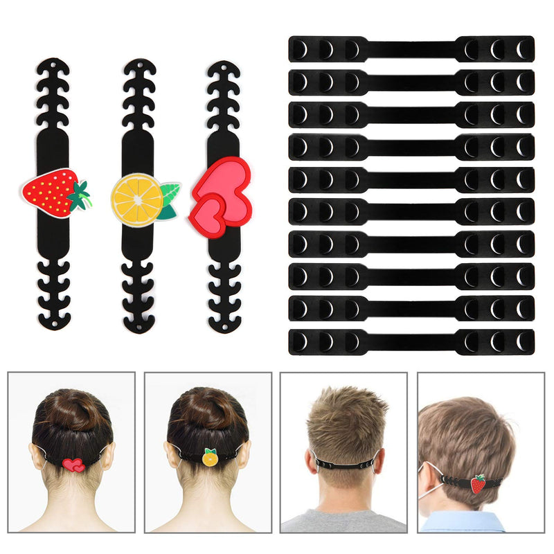 Aquarium Choice Adjustable Adult Kids Ear Strap Extender Plus Face Strap Extender Holder 9 red Heart 9 Strawberry 9 Lemon and 90 black Ear Strap Saver - PawsPlanet Australia